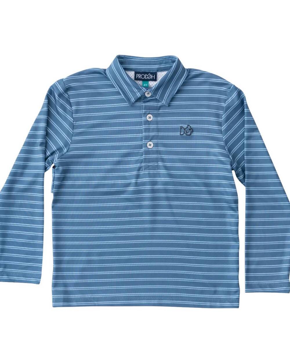 NEW PRODOH kids' long sleeve pro performance polo in bluefin
